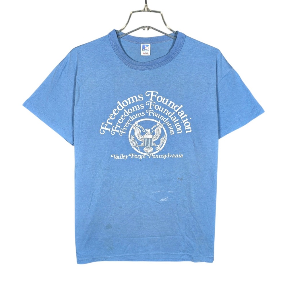 Vintage 80s Freedoms Foundation T-Shirt Mens Large Russell Athletic Eagle‎ Seal
